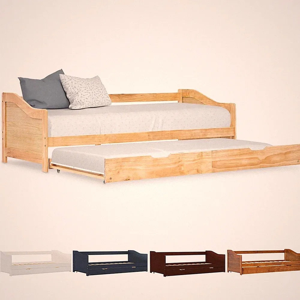 Ausziehbett mit 4 Rollen Tagesbett Schlafsofa Bettgestell Sofabett Holz 90x200cm