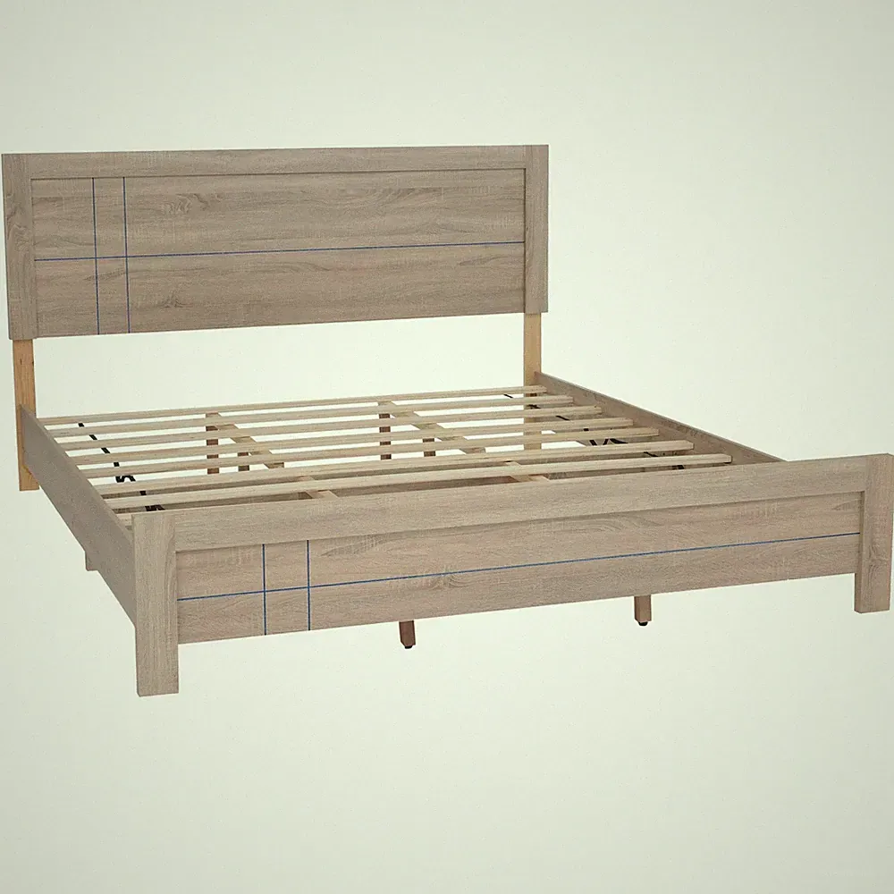 B-Ware King Size Bett MCW-P44, 180x200cm, Sonoma-Eiche-Optik
