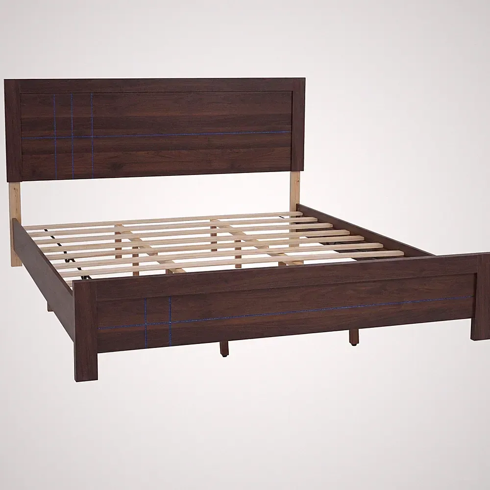 B-Ware King Size Bett MCW-P44, 180x200cm, Walnuss-Optik