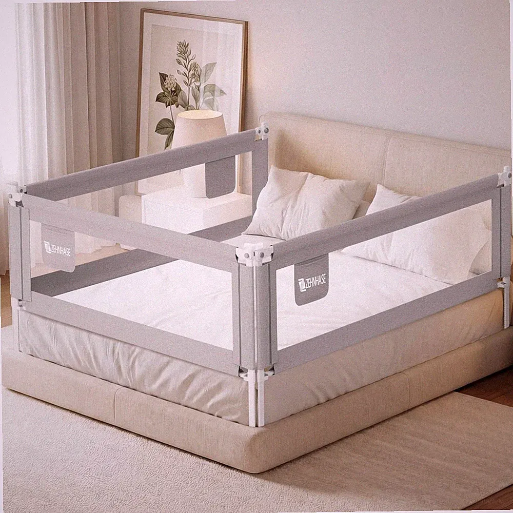 Baby Bettgitter Rausfallschutz 150cm Grau Kleinkind Kinder Metall