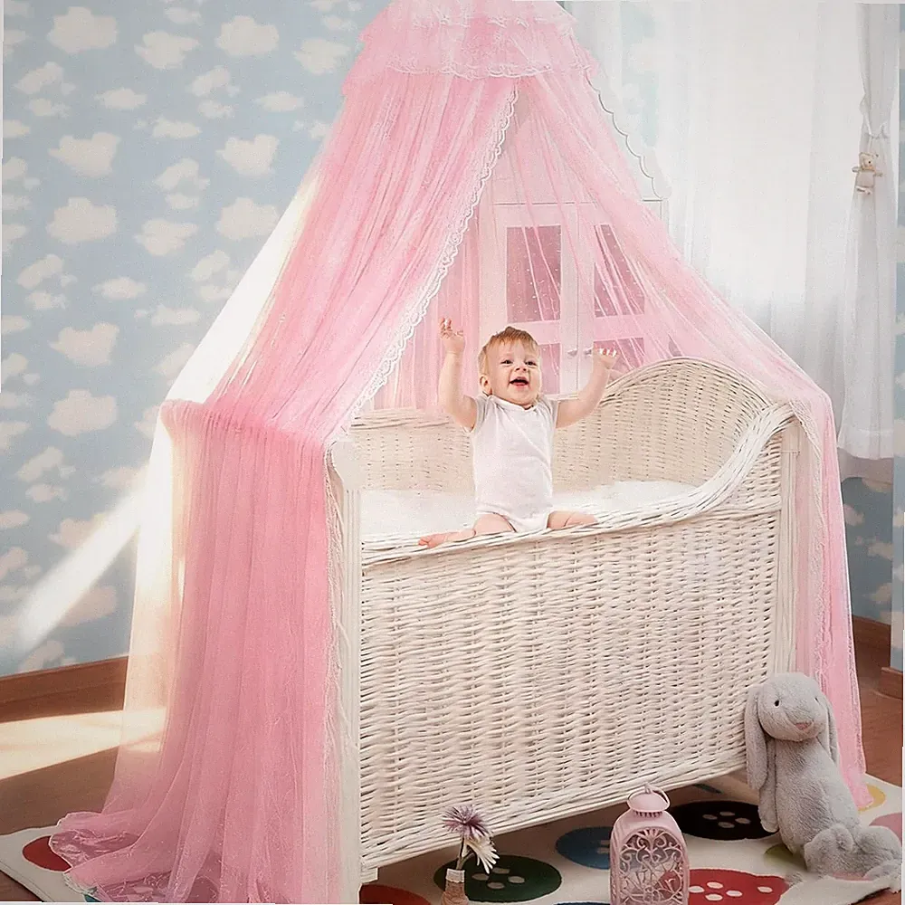 Babybett Betthimmel 220 cm Rosa Baldachin Kinderzimmer Prinzessin