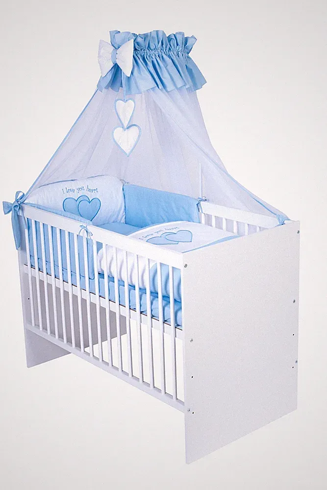 Babybett Gitterbett Kinderbett 120x60 mit Matratze 10tlg Komplettset Weiß