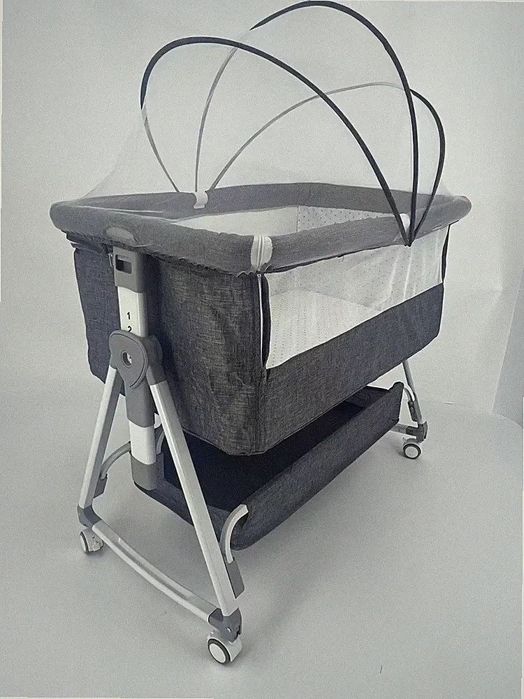 Babybett Kinderbett Beistellbett Babywiege Zustellbett Höhenverstellung Rollen