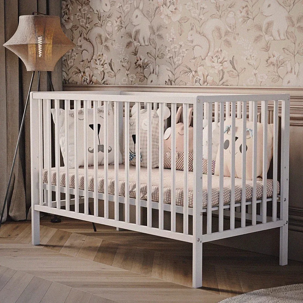 Babybett Kinderbett Gitterbett 60x120 Massivholz höhenverstellbar ohne Matratze