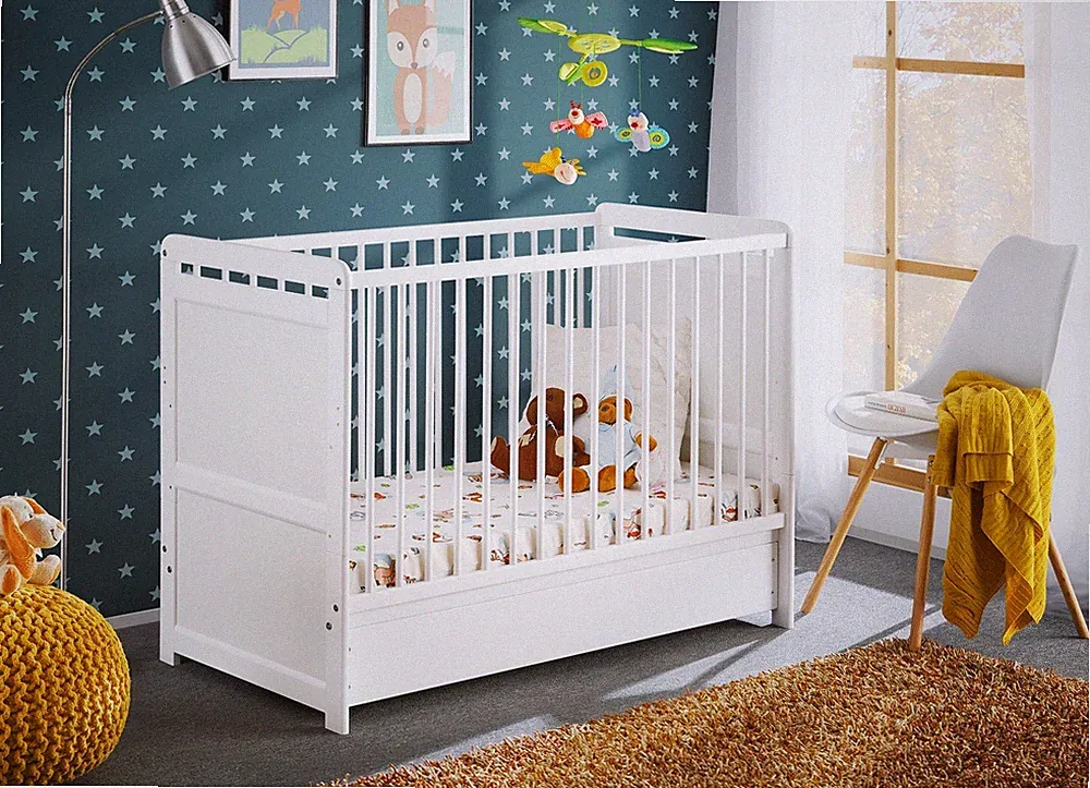 Babybett Kinderbett Gitterbett Beistellbett Matratze + Schublade TIMMY 120 x 60