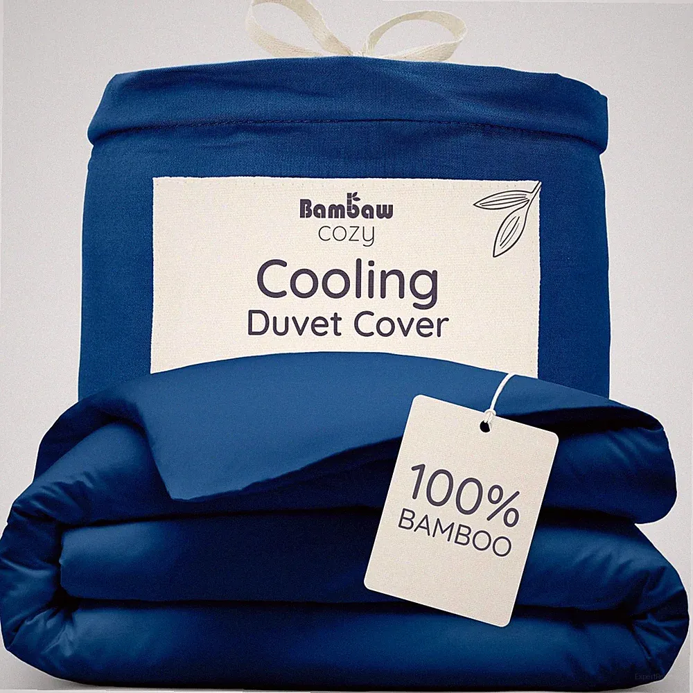 Bambaw 100% Bambus Bettbezug King Size, King: 240x220, Blau Navy