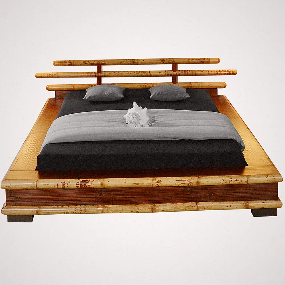 Bambusbett 140x200 Papua Bettrahmen Bettgestell Japanisch Futonbett Holzbett Spa