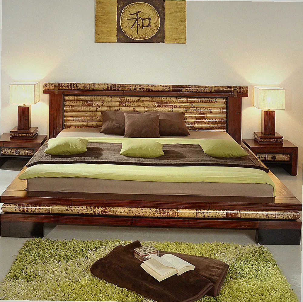 Bambusbett 180x200 Eco Doppelbett Holzbett Futon Bett Designer Natur Bettrahmen