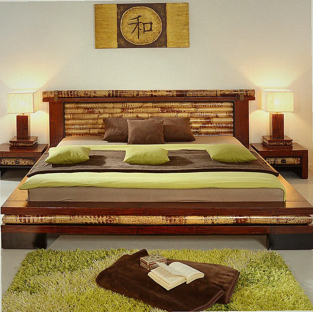 Bambusbett 200x200 Eco Doppelbett Holzbett Futon Bett Designer Natur Bettrahmen