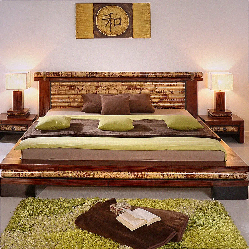 Bambusbett 200x220 Eco Überlänge Holzbett Doppelbett Bett Futonbett Bettgestell