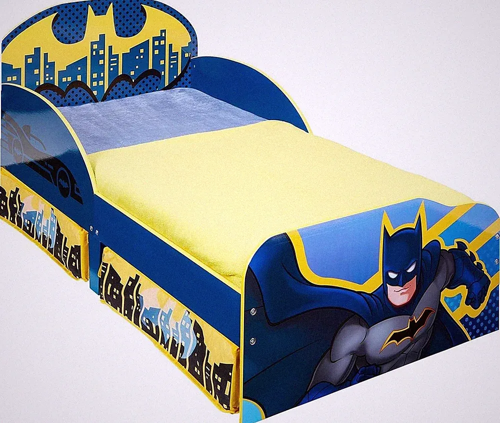 Batman Kinderbett für Kleinkinder Mit Unterbett Stauraum Schubladen 90822