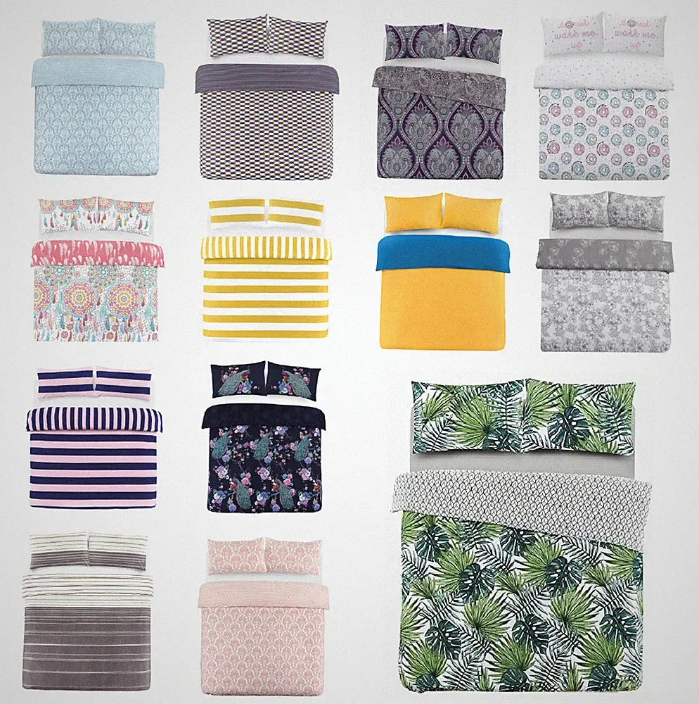Baumwollmischung Quilt Bettbezug Wende Bettwäsche Set mit Kissenbezug - UK Größe