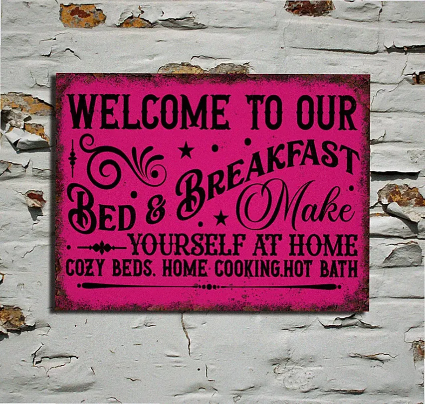 Bed And Breakfast Welcome Blechschild Plakette Mancave B&B Wandschild