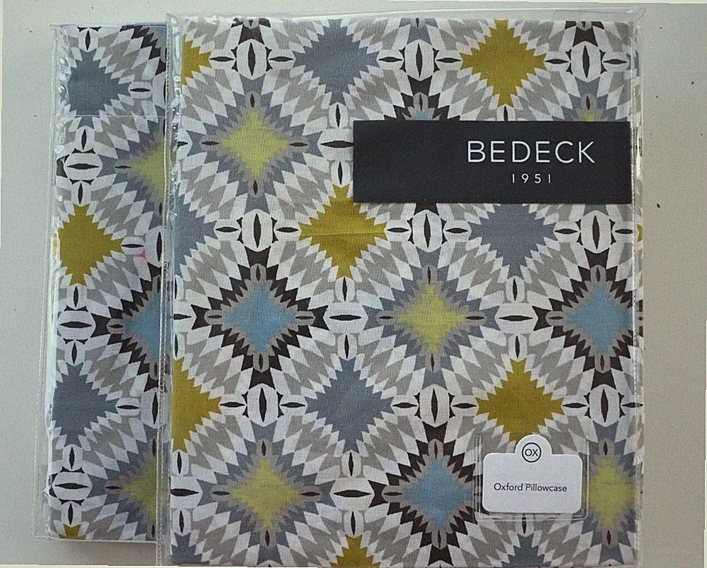 BEDECK OTTO SKANDINAVISCH 100 % BAUMWOLLE - NORDISCHBLAU - OXFORD KISSENBEZÜGE X 2