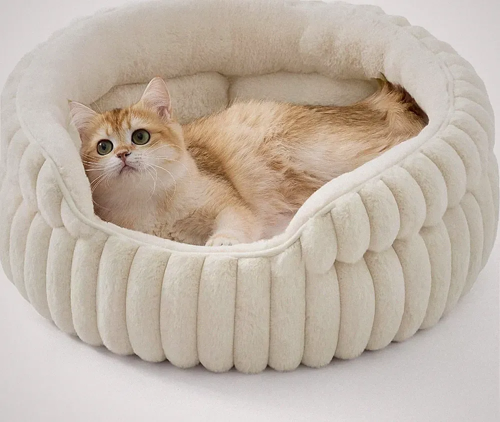 BEDSURE Flauschiges Katzenbett für Wohnungskatzen - 51 x 51 cm kleines rundes