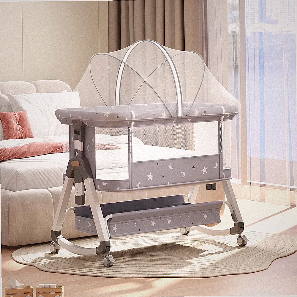 Beistellbett Baby Babybette Kinderbett mit Rollen Zustellbett Matratze Laufstall