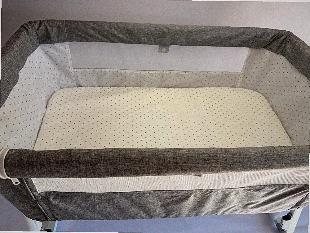 Beistellbett Babybett Kinderbett Grau Stars Sterne Höheneinstellung