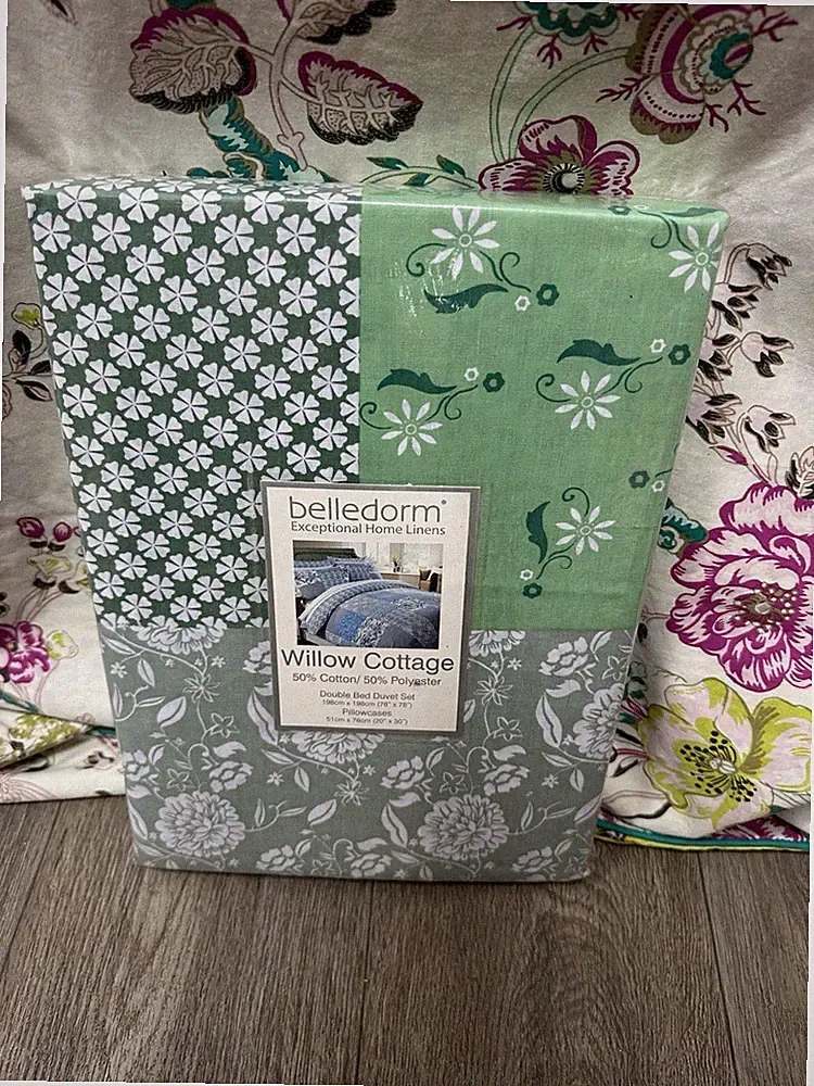 Belledorm Willow Cottage grün Doppelbett Bettwäscheset - neu