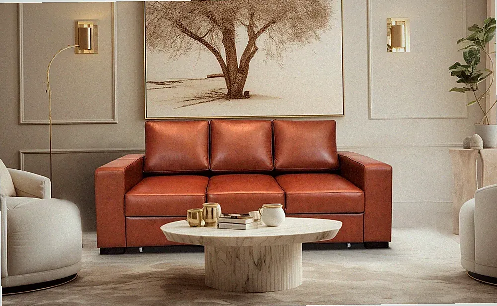 Bequemes 3 er italienisches Ledersofa mit Schlaffunktion Leder Sofa Couch