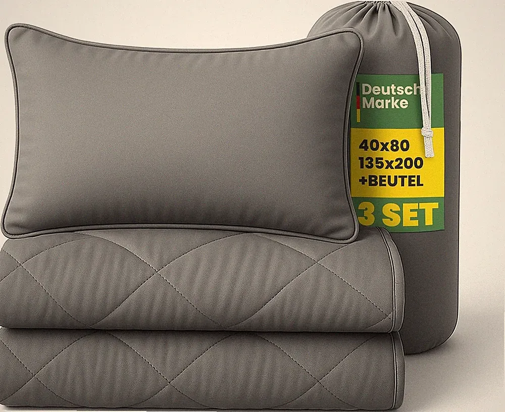 Bestlivings Reise Bettenset 2tlg - Anthrazit - (135x200cm / 40x80cm)