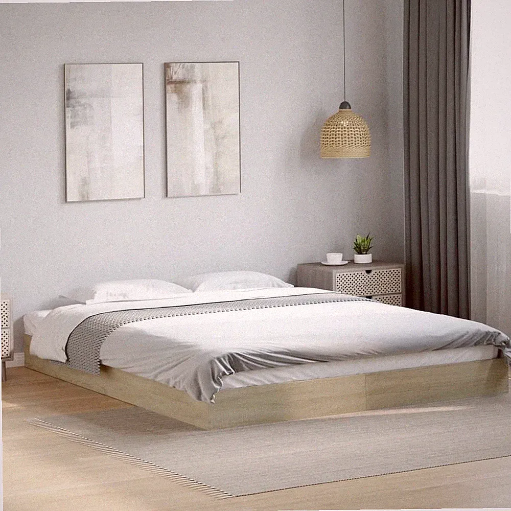 Bett 150x200cm Sonoma Eiche Holz Modern Bettgestell