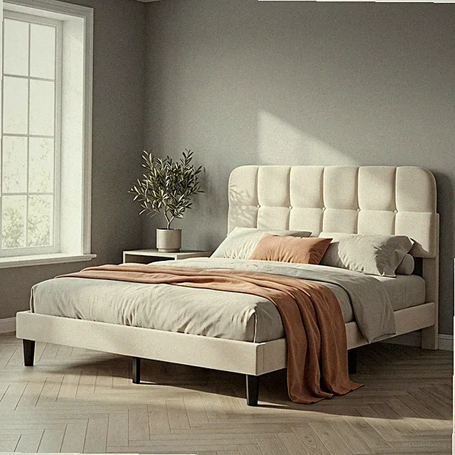 Bett 160x200 cm Polsterbett Doppelbett Bettgestell mit Lattenrost Hohem Kopfteil