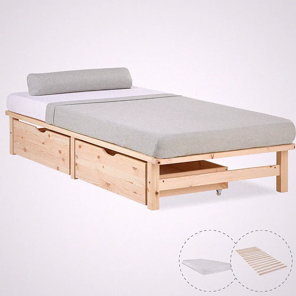 Bett 90 100 140 x200 Holz Massiv mit Lattenrost Bettkasten Matratze Homestyle4u