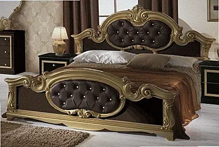 Bett Barocco in Schwarz Gold Barock Design
