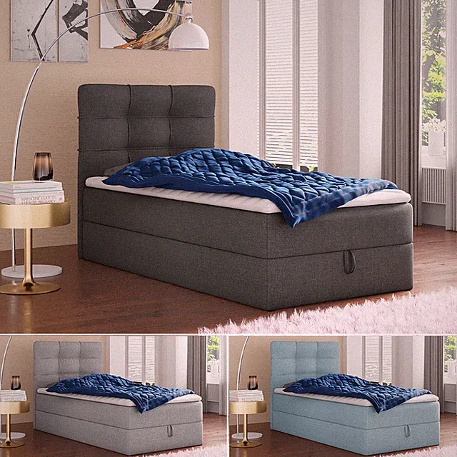Bett BEST MINI, Bettkasten, Doppelbett Bonell-Matratze + Topper, Boxspringbett