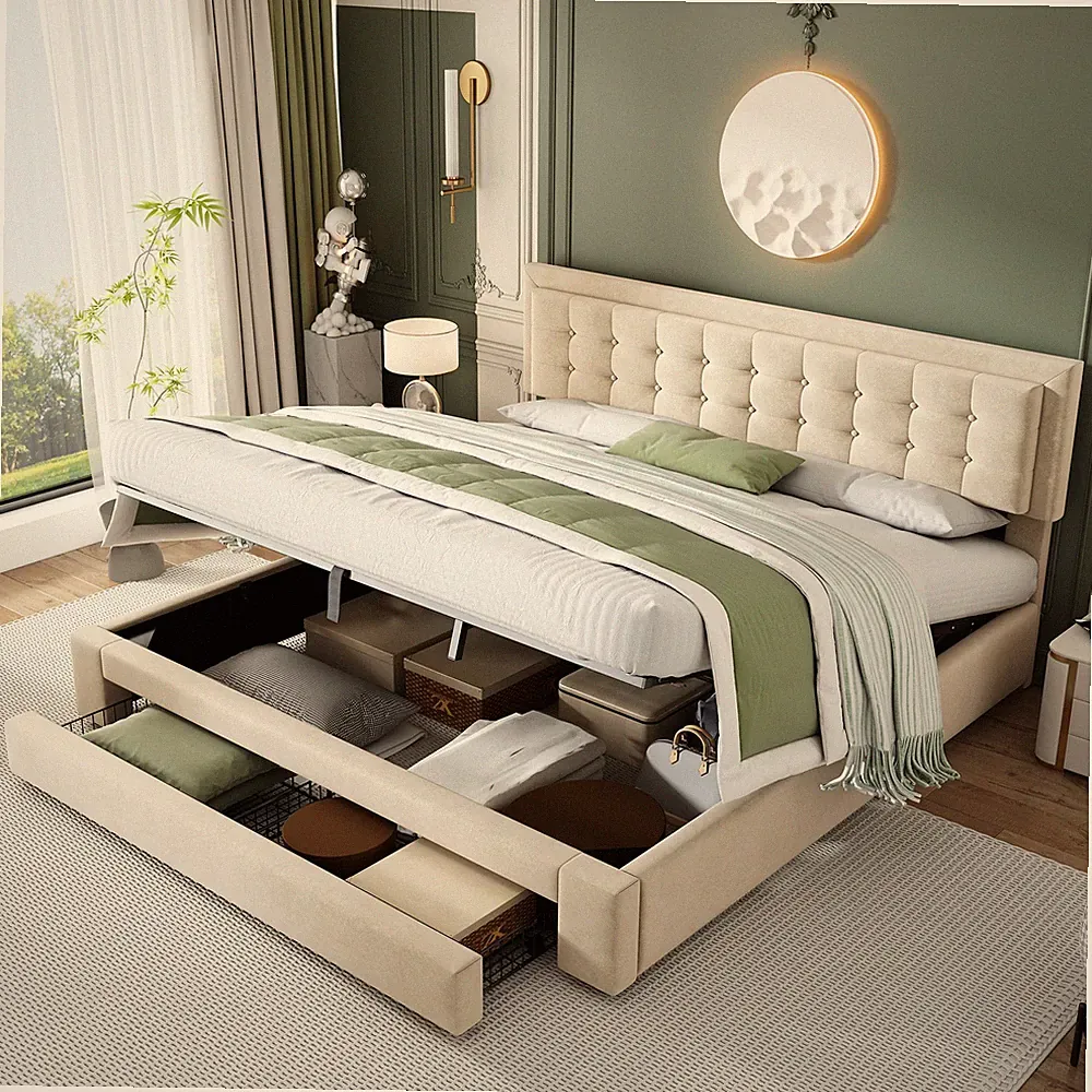 Bett Bettgestell mit Kasten und Schubladen Polsterbett Doppelbett Lattenrost Neu