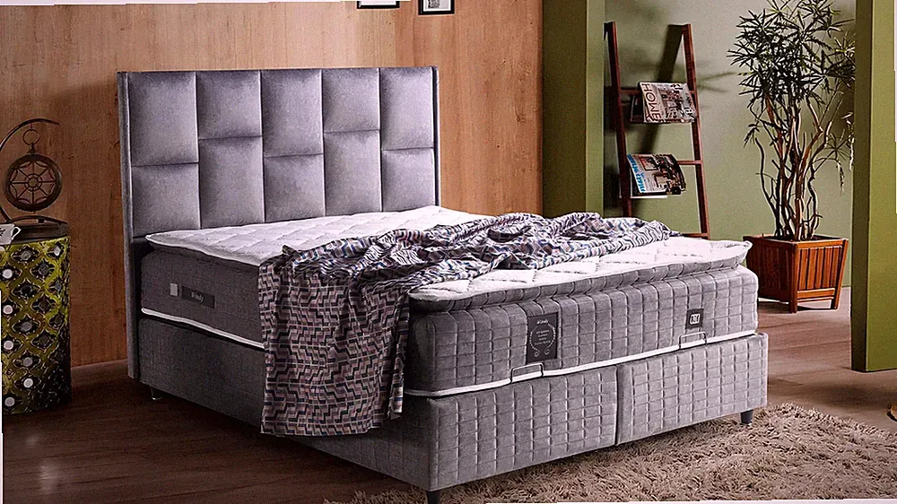 Bett Design Betten Luxus Beige Polster Schlafzimmer Möbel Silber 160x200