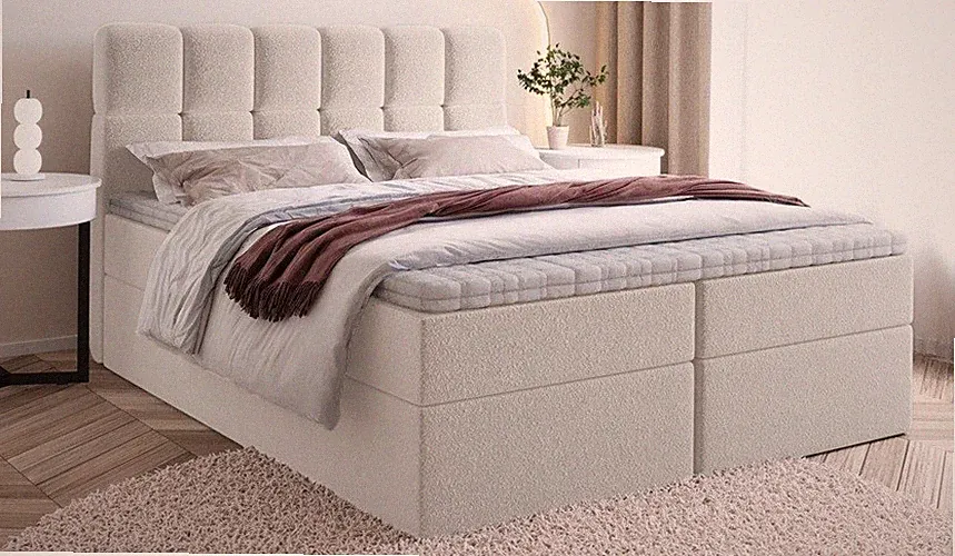 Bett Doppelbett Boxspringbett SELA II mit Bonell-Matratze + 2 Bettkästen
