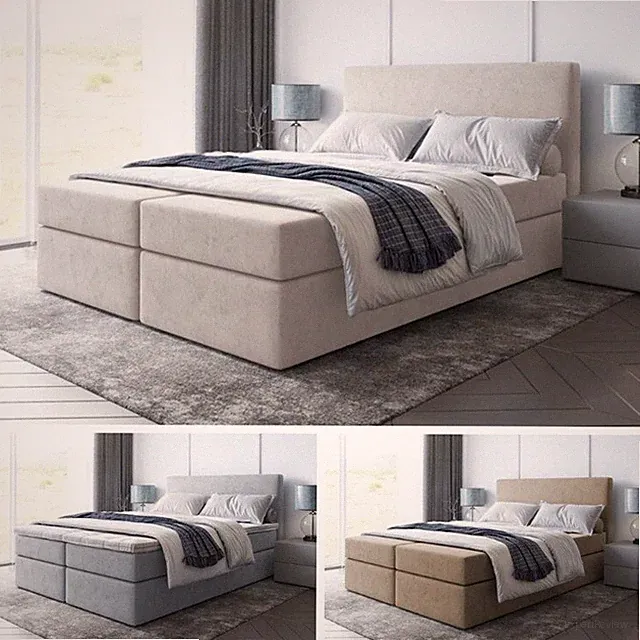 Bett Doppelbett Boxspringbett TOP mit Bonell-Matratze + 2 Bettkästen