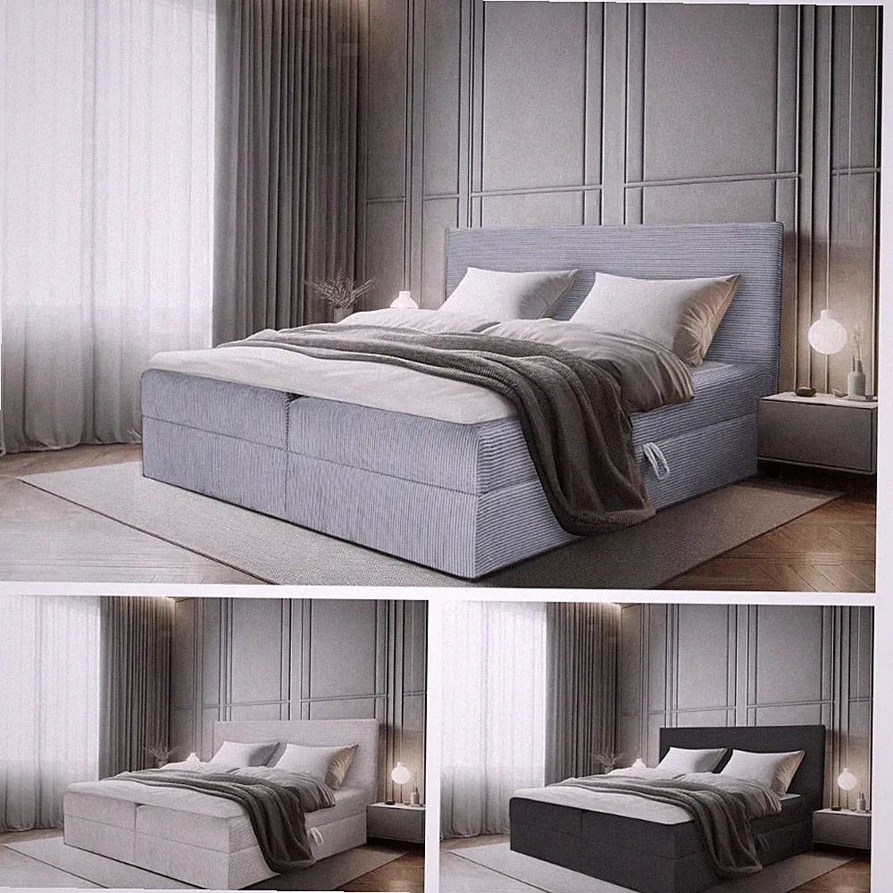 Bett Doppelbett Boxspringbett TOP POSO mit Bonell-Matratze + 2 Bettkästen , H3