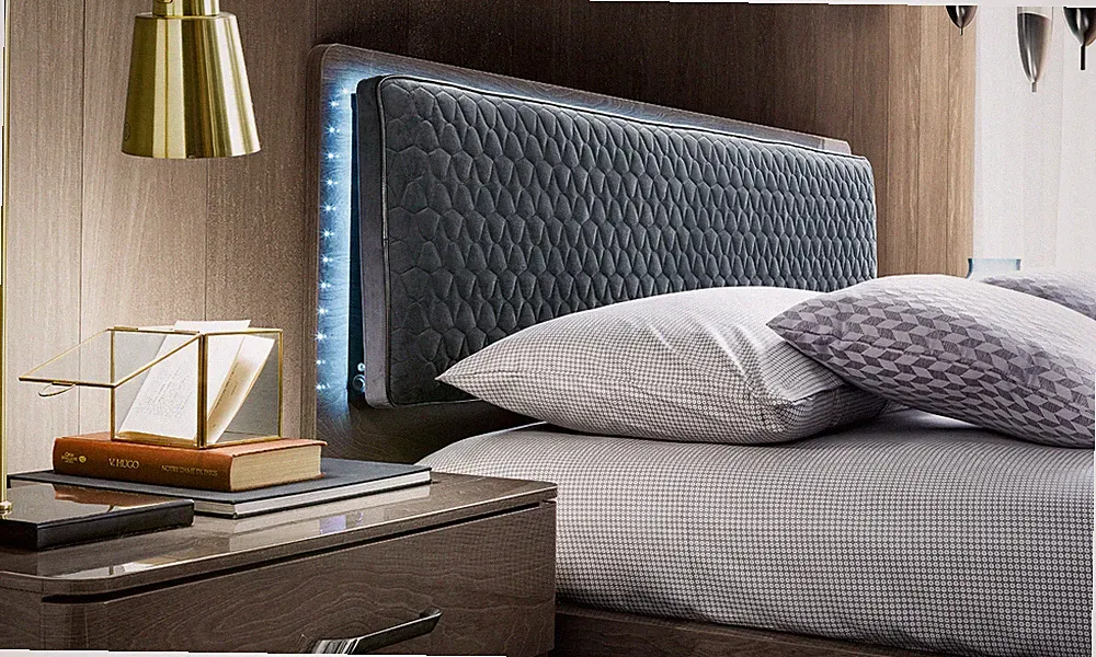 Bett Doppelbett Schlafzimmer Futonbett Silber Birke Hochglanz Modern Italienisch