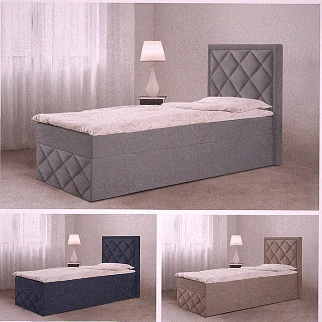 Bett Einzelbett Boxspringbett DORI 3 MINI mit Bonell-Matratze + Bettkästen