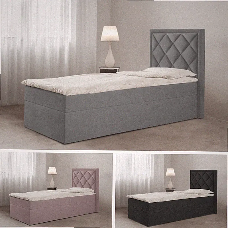 Bett Einzelbett Boxspringbett DORI MINI mit Bonell-Matratze + Bettkasten