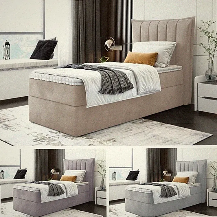 Bett Einzelbett Boxspringbett LUNA MINI mit Bonell-Matratze + Bettkasten
