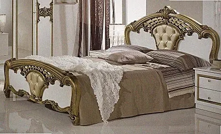 Bett Elisa in Weiss Gold Barock Klassisch