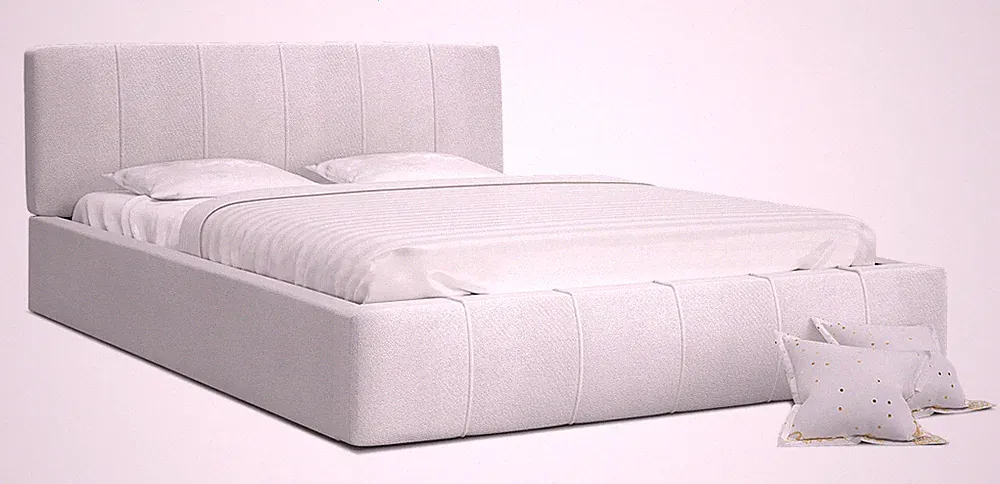 Bett FLORIDA 120x200 cm mit Matratze Lattenrost Einzelbett weiß Samt Bettkasten