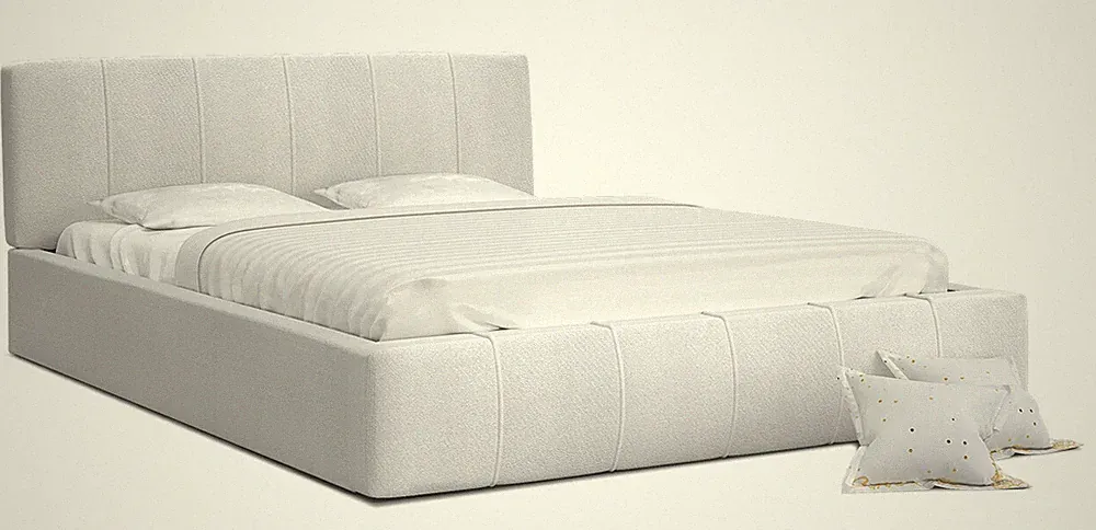 Bett FLORIDA 140x200 cm mit Matratze Lattenrost Doppelbett weiß Samt Bettkasten