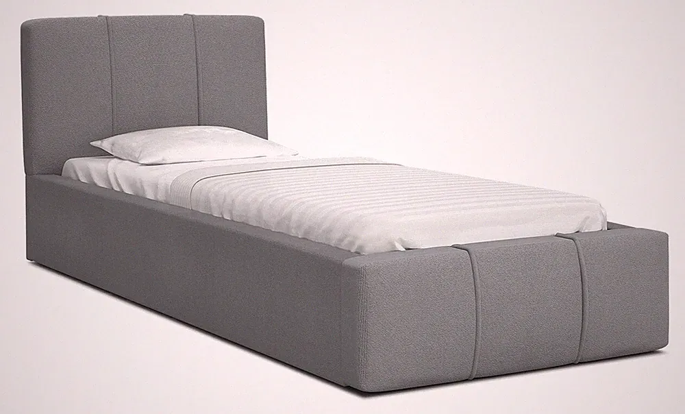 Bett FLORIDA 90x200 mit Matratze Lattenrost Einzelbett grau Samt Bettkasten