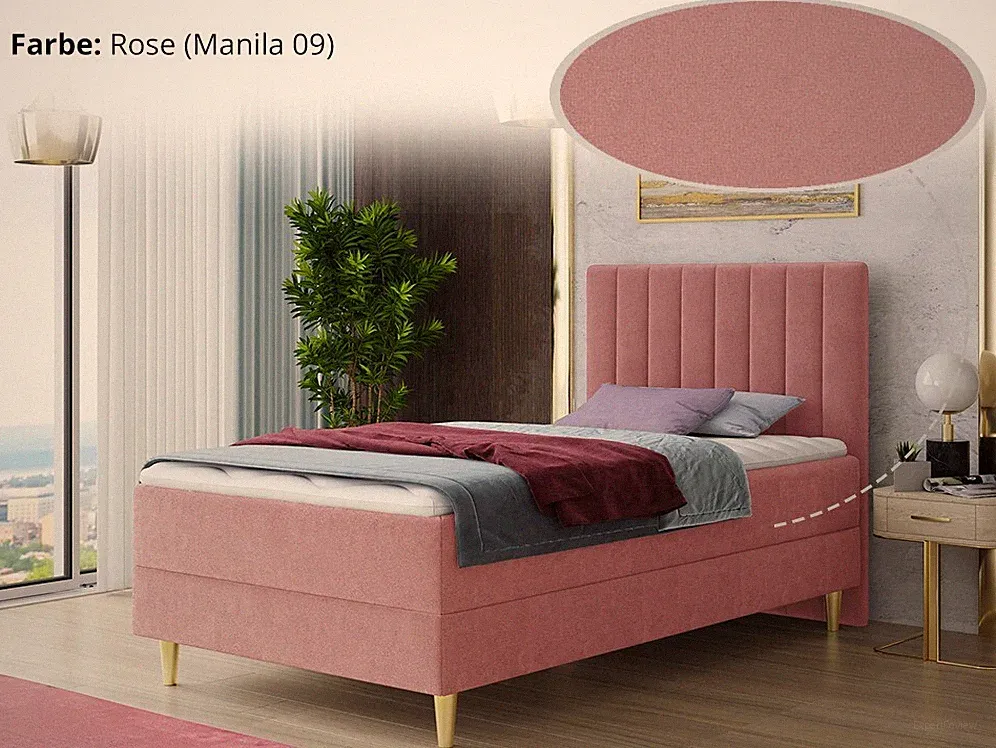Bett GOLD MINI Bonell-Matratze + Topper Jugendzimmer Polsterbett Boxspringbett