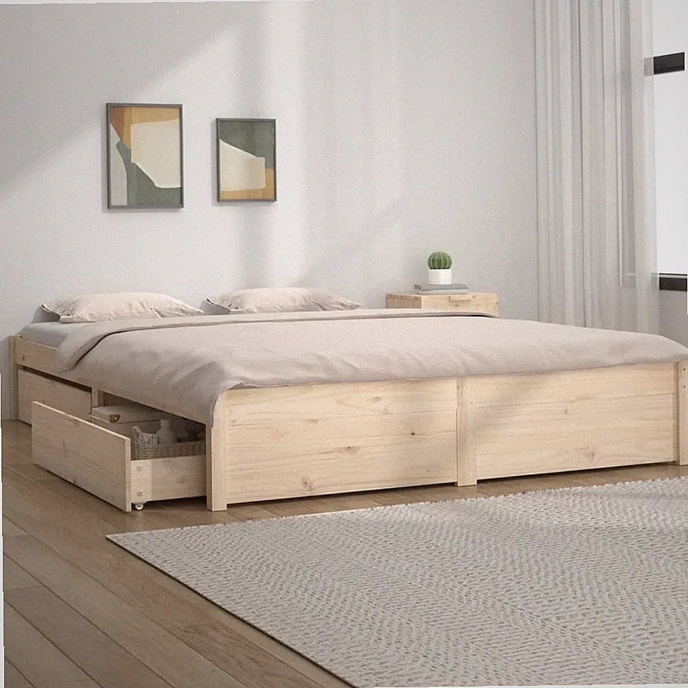 Bett Holzbett Doppelbett Massivholzbett Bettgestell mit Schubladen vidaXL