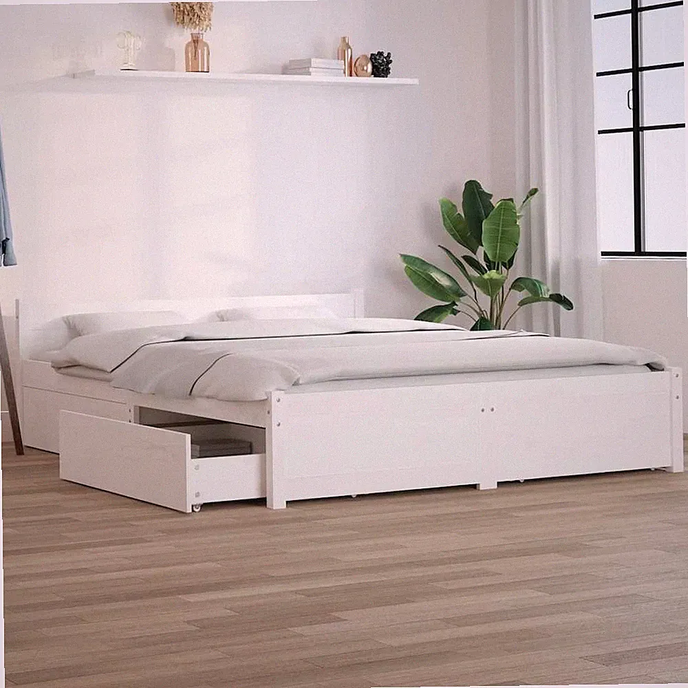 Bett Holzbett Massivholzbett Doppelbett Bettgestell mit Schubladen vidaXL