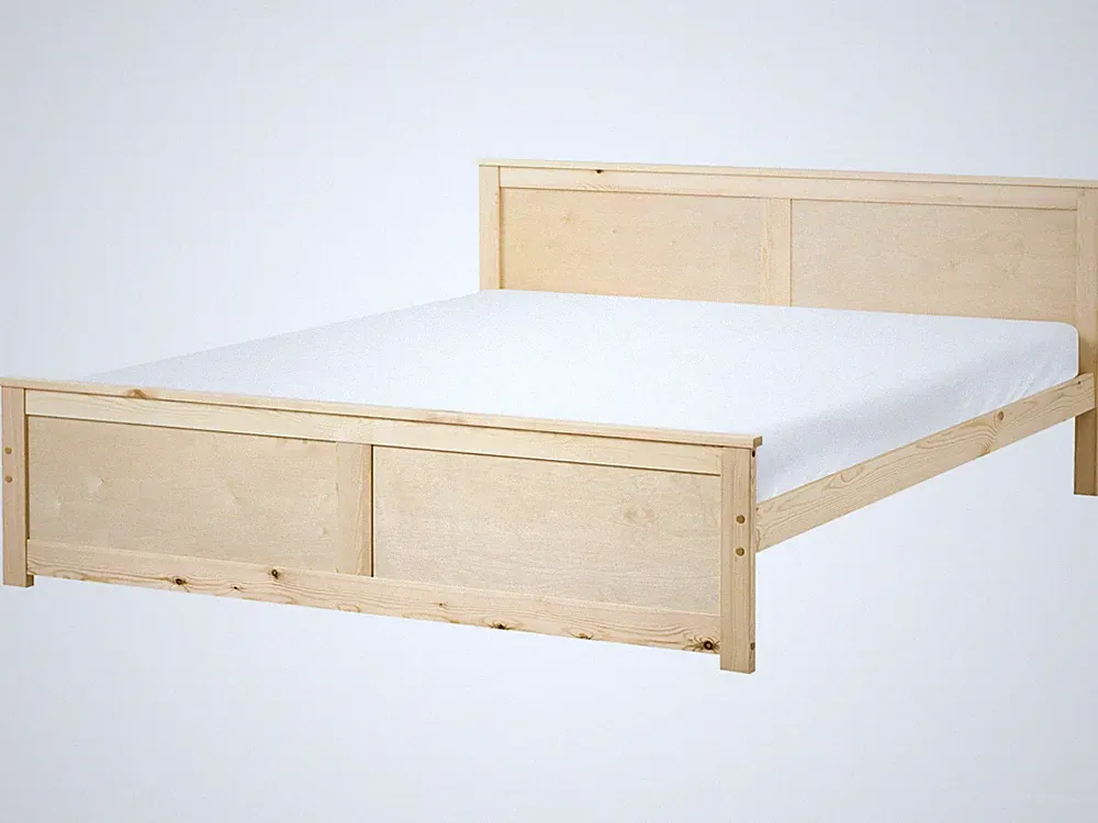 Bett Kiefernholz hellbraun 180 x 200 cm skandinavischer Stil Dauphin