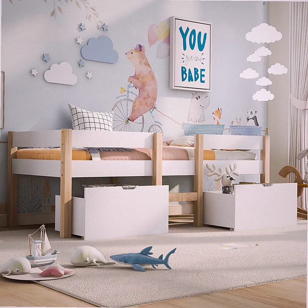 Bett Kinderbett mit/ohne Schublade Kinderhochbett Hochbett mit Rausfallschutz
