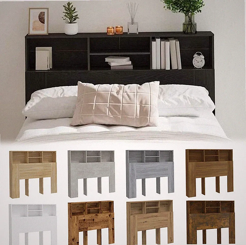 Bett Kopfteil mit Ablagen Wand-Kopfteil Schrank Bücherregal Betthaupt Kopfteil