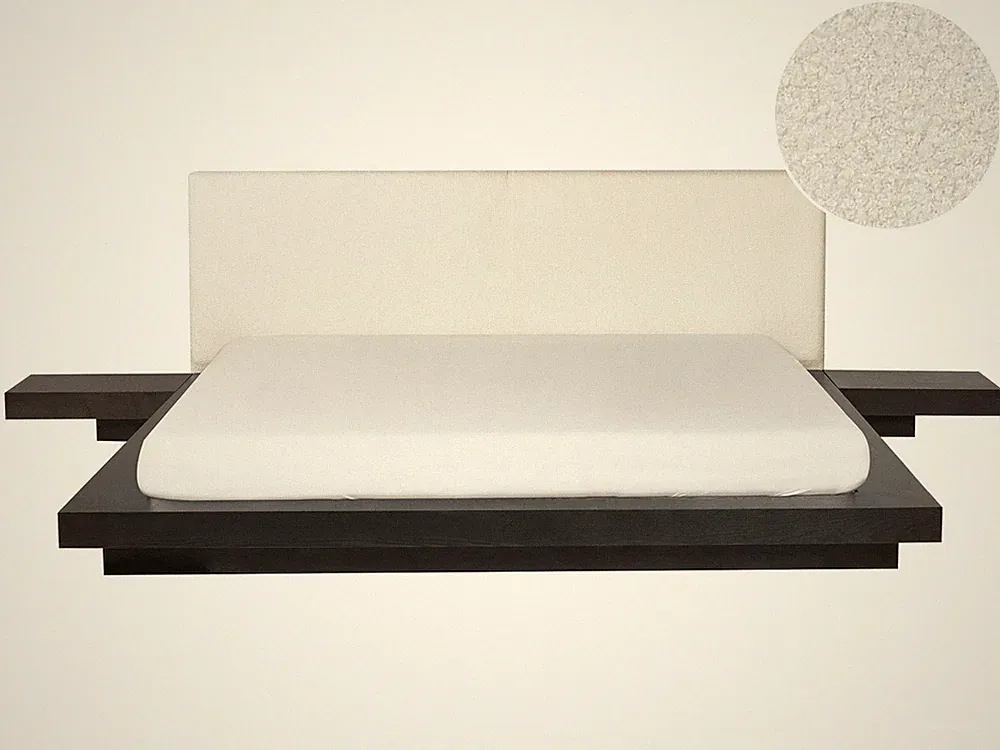 Bett Kunstleder weiß / hellbraun mit Lattenrost 180x200 cm Japanischer Stil Zen