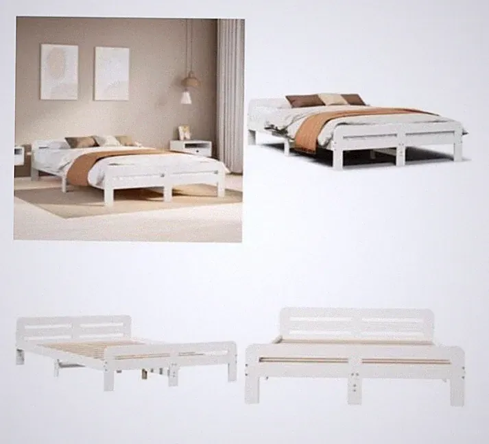 Bett Massivholzbett Weiß Kiefernholz 140cm breit Neu / OVP